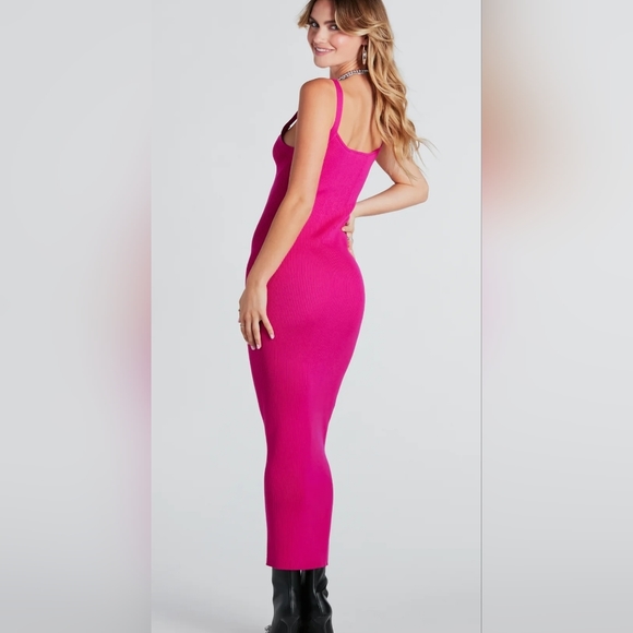 Hot pink Sweater Maxi Dress - Picture 2 of 4